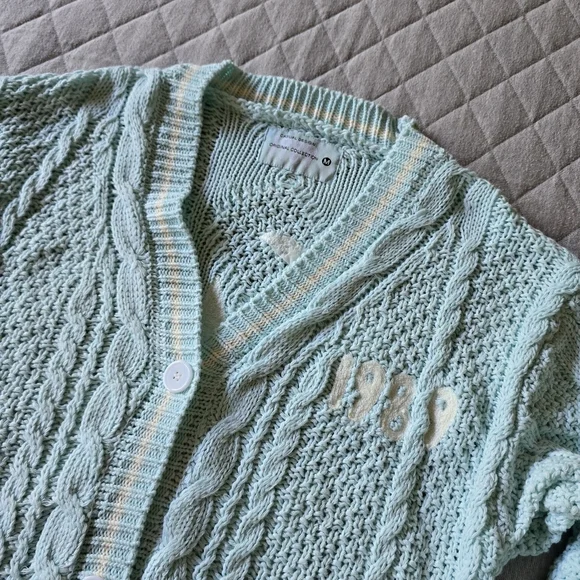 Taylor Swift Inspired 1989 Light blue Knit Cardigan Size Medium - Picture 5 of 9